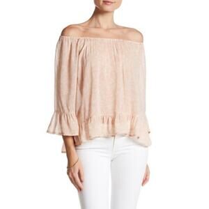 Sanctuary Julia Off-the-Shoulder Blouse Floral Pink Cottagecore Ruffle XS NWOT